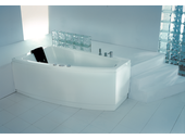 Asimetrinės masažinės vonios ir priekinės uždangos komplektas Victory Spa Shaula 180x105
