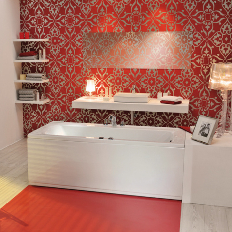 Stačiakampės masažinės vonios ir priekinės uždangos komplektas Poolspa Linea 150x70