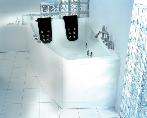 Asimetrinės masažinės vonios ir priekinės uždangos komplektas Victory Spa Gemini 168x125